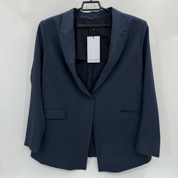 New MINISTRY OF SUPPLY Velocity Blazer Womens Size 14 Single Button Blue Stretch